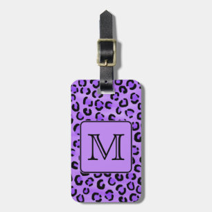 Purple Leopard Print Custom Monogram. Luggage Tag