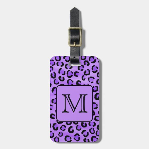 Purple Leopard Print Custom Monogram Luggage Tag