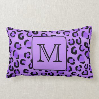 Purple Leopard Print Custom Monogram. Lumbar Pillow by Metarla_Monograms at Zazzle