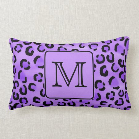 Purple Leopard Print Custom Monogram. Lumbar Pillow