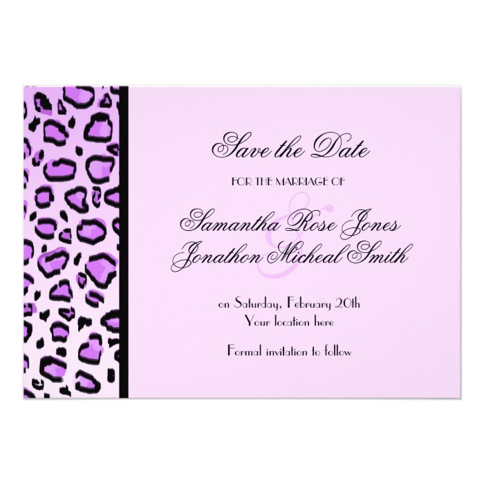 Purple Leopard Print Custom Wedding Save the Date Custom Invite