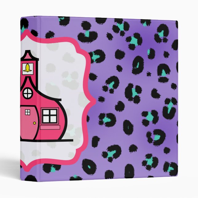 Purple Leopard Print Fancy Teacher Binder (Front/Spine)