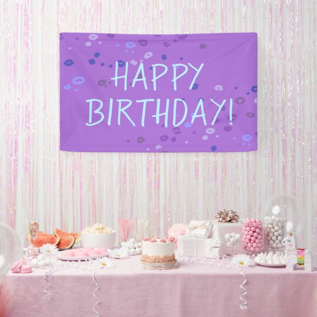 Purple Leopard Print "Happy Birthday" Party Banner (Party)