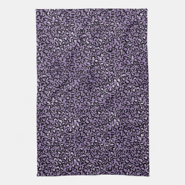Purple Leopard Print Kitchen Towel (Vertical)