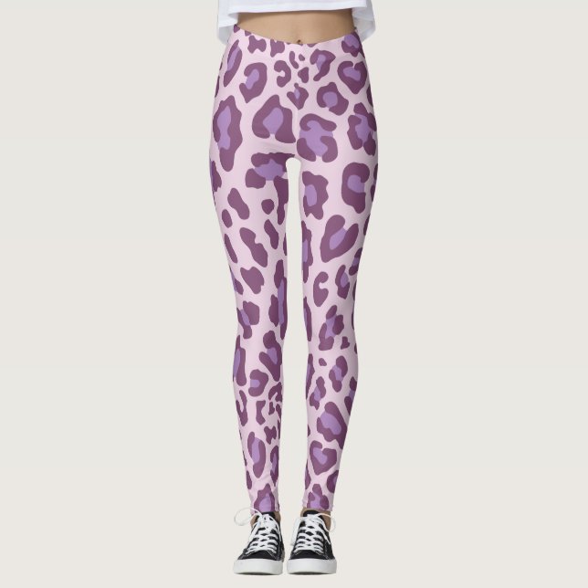 Purple Leopard Print Leggings (Front)