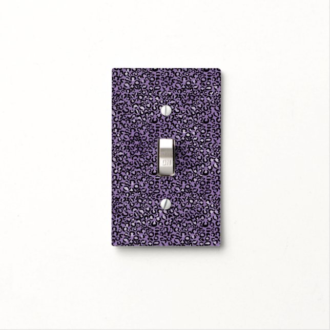 Purple Leopard Print Light Switch Cover (In Situ)