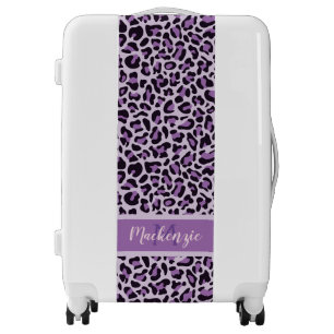 Purple Leopard Print Monogram Travel Girly Luggage