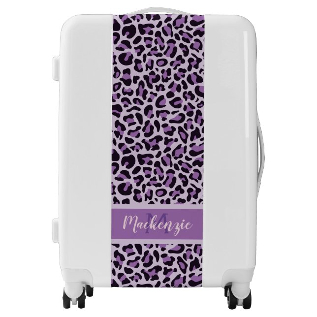 Purple Leopard Print Monogram Travel Girly  Luggage (Front)