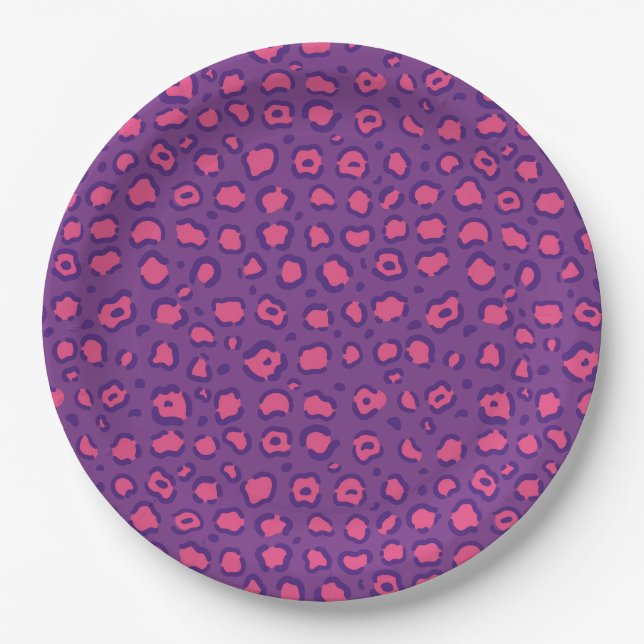 Purple Leopard Print Paper Plates (Front)