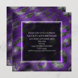 Purple Leopard Print Party Invitation