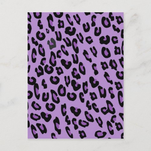 Purple leopard print pattern postcard