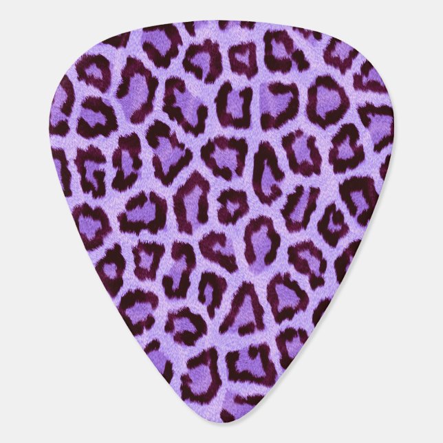 purple leopard print pattern - wild fun punk rock guitar pick (Back)