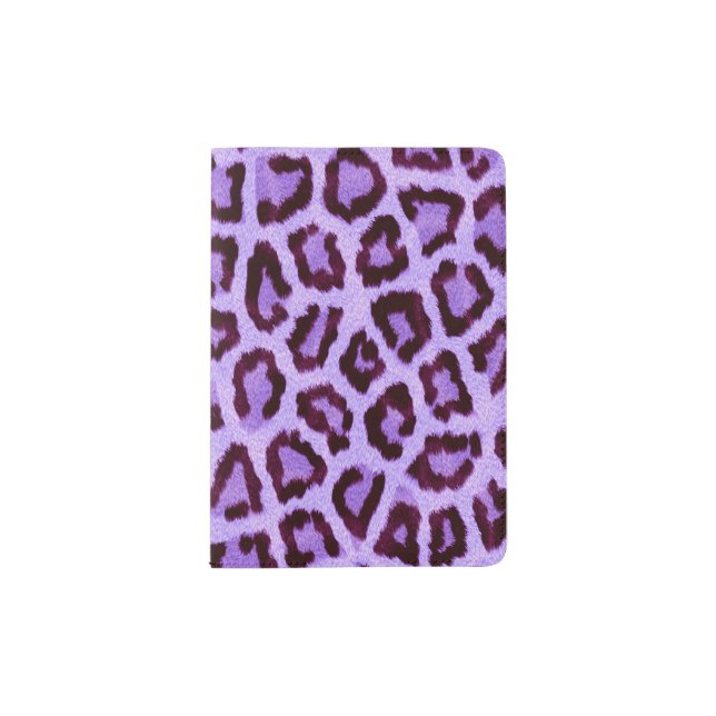 purple leopard print pattern - wild fun punk rock passport holder (Front)