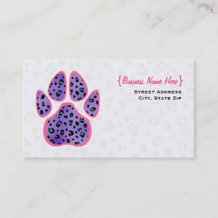 Purple Leopard Print Paw Print Business Card