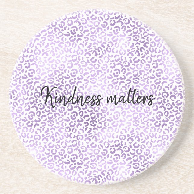 Purple Leopard Print personalized kindness matters Coaster (Front)
