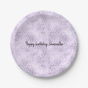 Purple Leopard Print personalized Paper Plates
