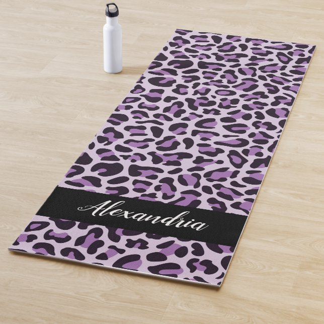 Purple Leopard Print Personalized Pilates Yoga Mat (In Situ)