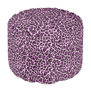Purple Leopard Print Pouf