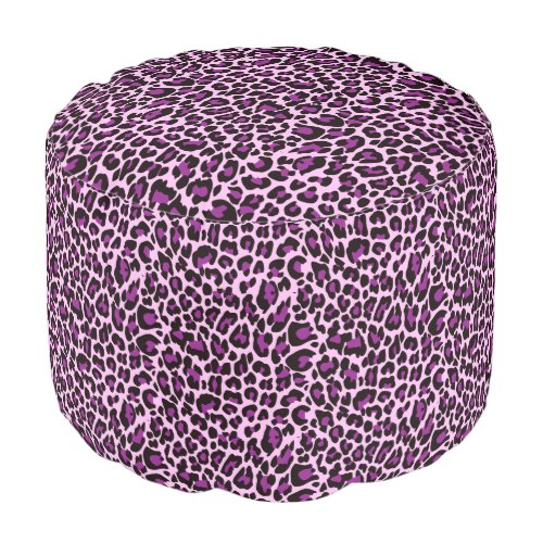 Purple Leopard Print Pouf