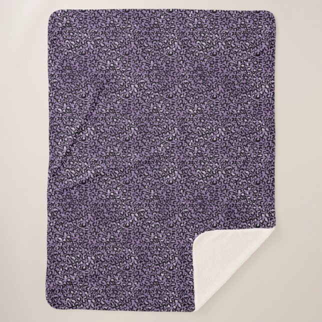 Purple Leopard Print Sherpa Blanket (Front)