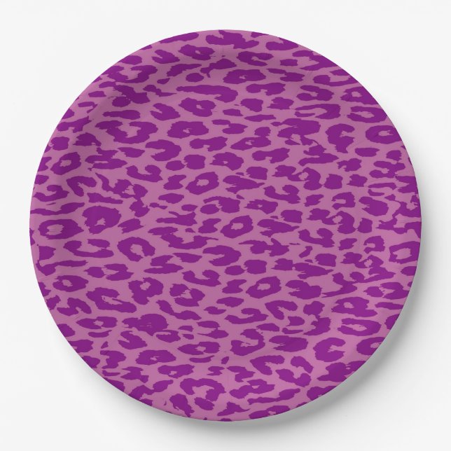 Purple Leopard Print Skin Paper Plates (Front)