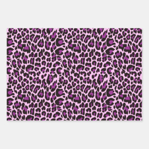 Purple Leopard Print Wrapping Paper Sheets