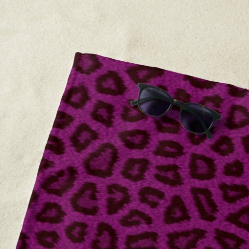 Purple Leopard Skin Print Beach Towel