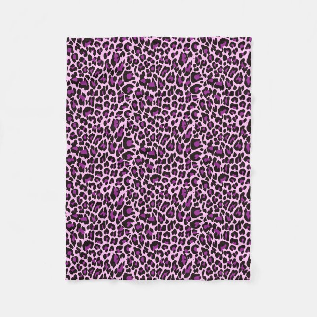 Purple Leopard Skin Print Fleece Blanket (Front)