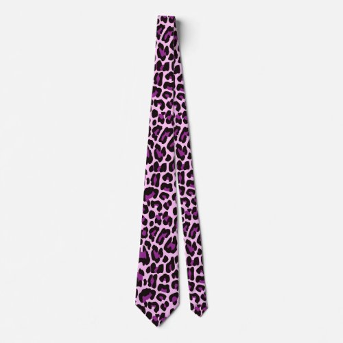 Purple Leopard Skin Print Neck Tie