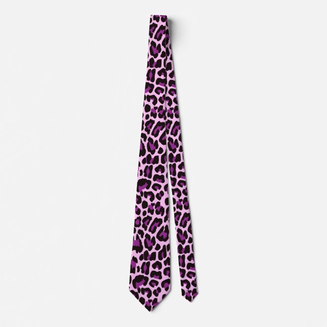 Purple Leopard Skin Print Neck Tie (Front)