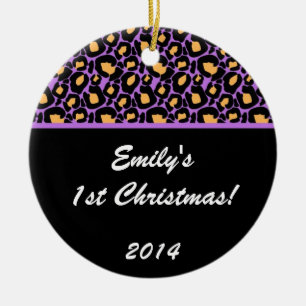 Purple Leopard Spot Personalized Name Ornament