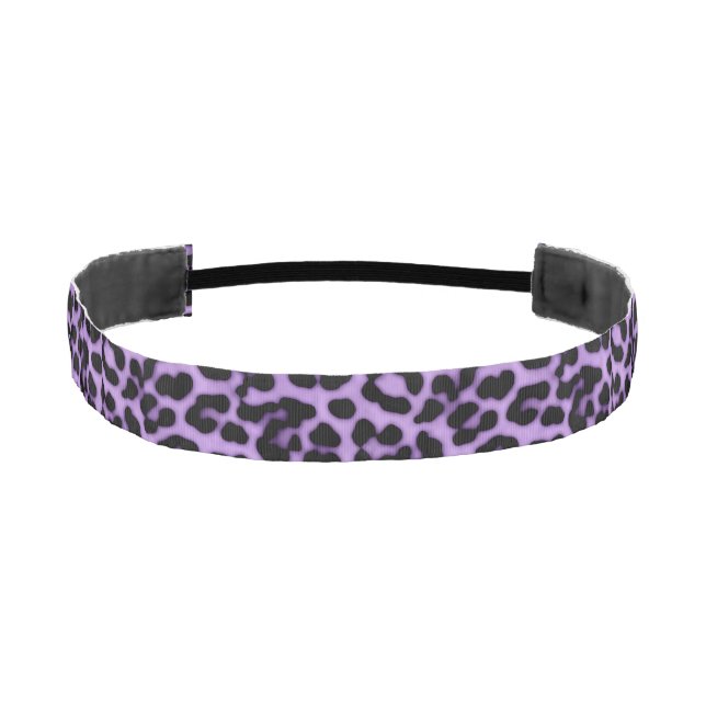Purple Leopard Spots Print Pattern Athletic Headband (Front)