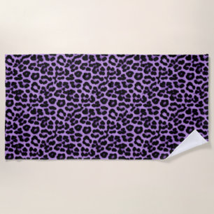 Purple Leopard Spots Print Pattern Beach Towel