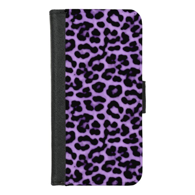 Purple Leopard Spots Print Pattern iPhone Wallet Case (Front)