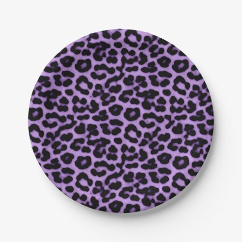 Purple Leopard Spots Print Pattern Paper Plates