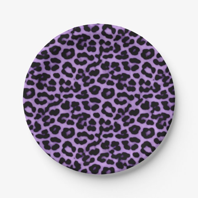 Purple Leopard Spots Print Pattern Paper Plates (Front)