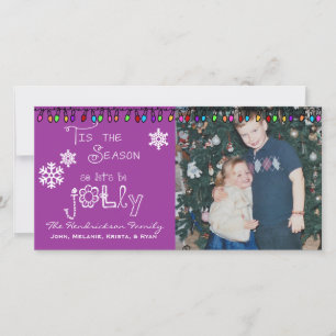 Purple Let's Be Jolly Christmas Holiday Photo Card