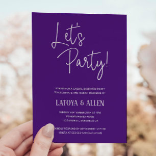 Purple Let's Party Casual Wedding Reception Eloped Invitation
