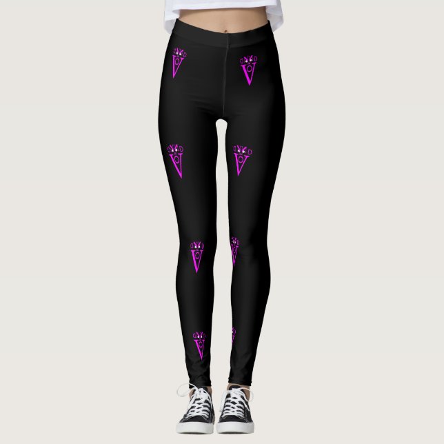 Purple Letter Face Leggings (Front)