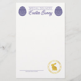 Purple Letter From The Easter Bunny Blank
