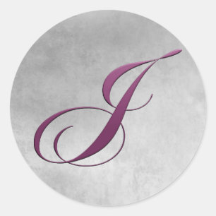 Purple Letter J Monogram Classic Round Sticker
