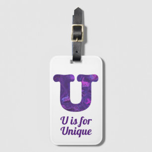 Purple Letter U is for Unique Luggage Tag
