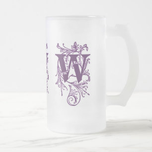 Purple Letter 'W' Wrapped in Vines - Mug