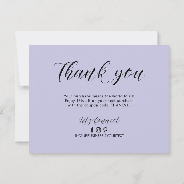Purple Lettering Business Package Thank You Card (Front)