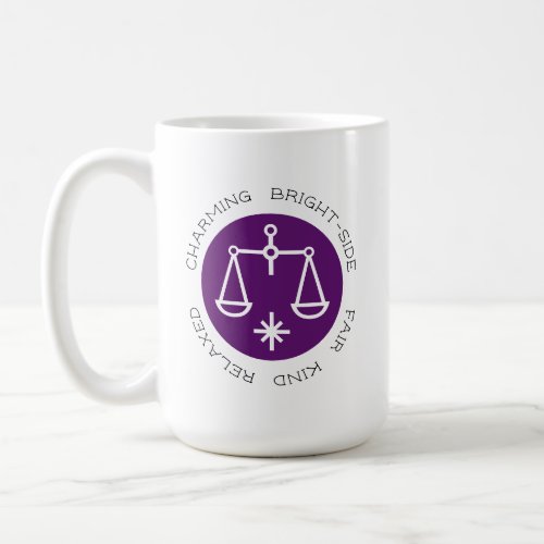 Purple Libra Zodiac Star Sign Personality Trait Coffee Mug