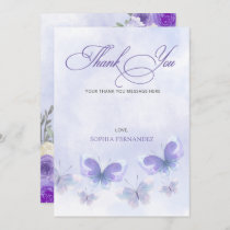 Purple Lifetime of Butterflies Bridal Shower  Thank You Card