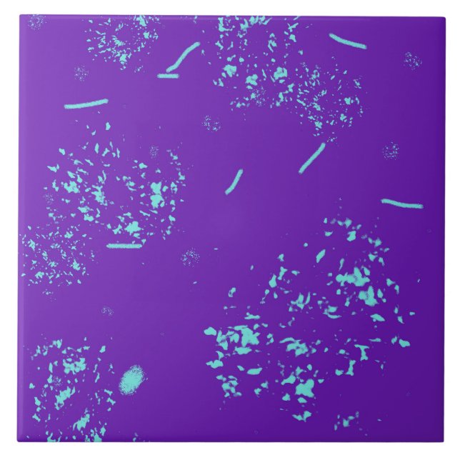 Purple Light Blue Doodles Ceramic Tile (Front)