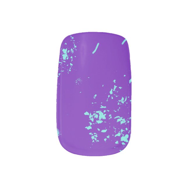 Purple Light Blue Doodles Minx Nail Art (Left Thumb)