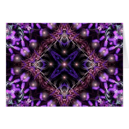 Purple Light Fractal Tapestry Card