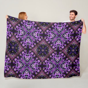 Purple Light Fractal Tapestry Fleece Blanket